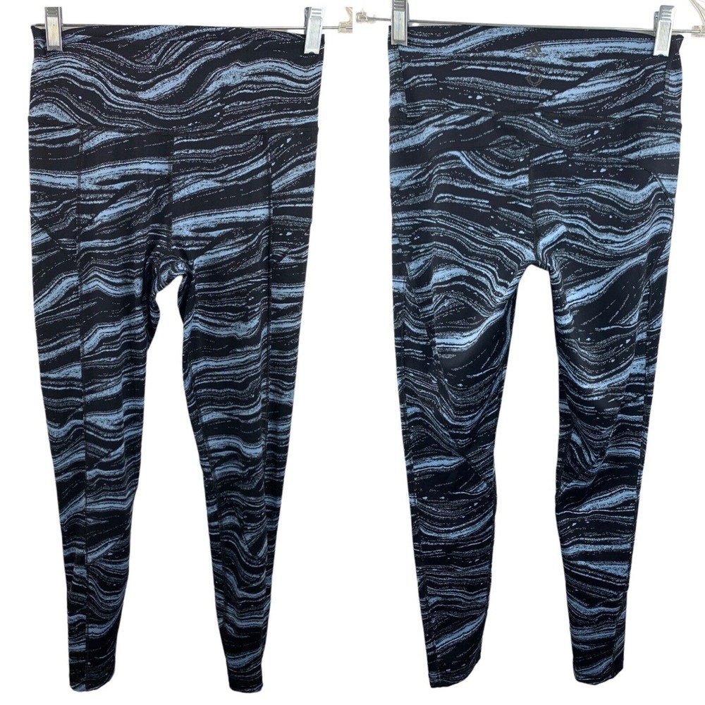 Adidas Muted Floral Print All Over Leggings Women SZ S Climawarm Fleece Climates